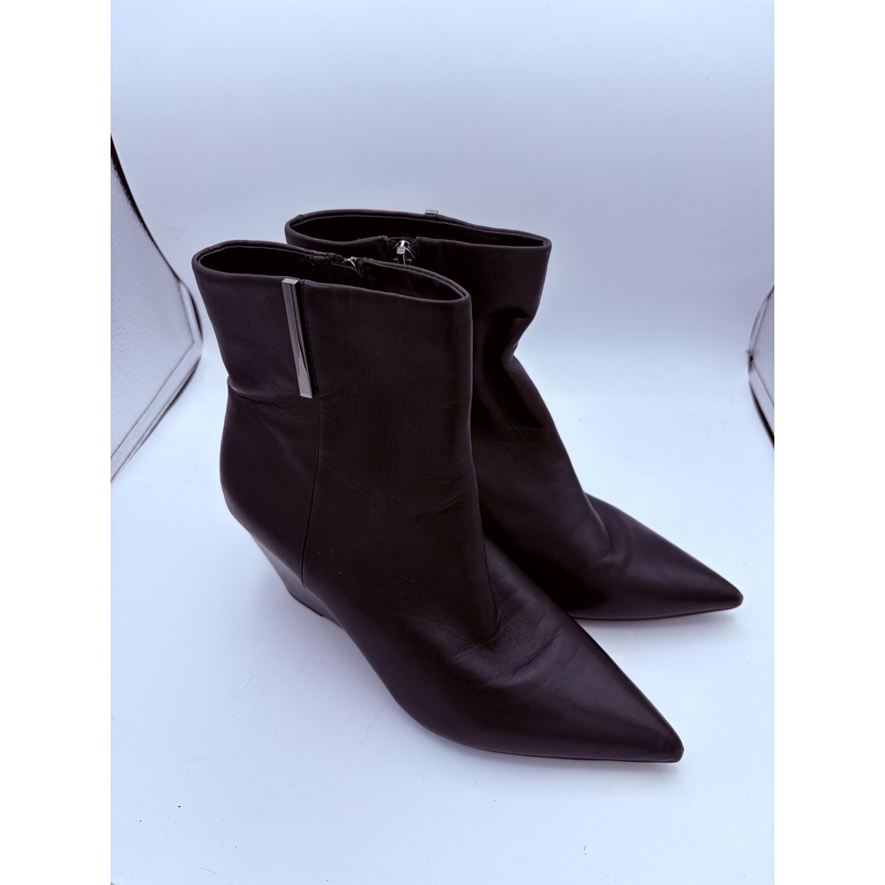 Franco Sarto Boots Womens Size 8.5 Brown Leather‎ L-ATHENS Wedge Ankle Booties